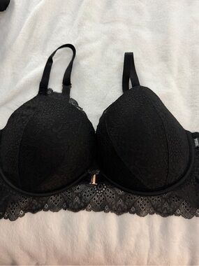PINK Victoria's Secret Black Lace Push-Up Bra